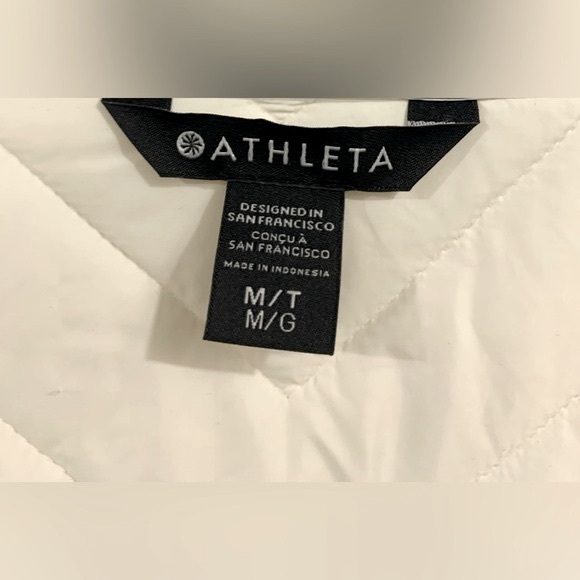 NWOT, Athleta Quilted w/ Belt "Mendocino Coat" in Magnolia White, Sz Medium TALL - Picture 11 of 14